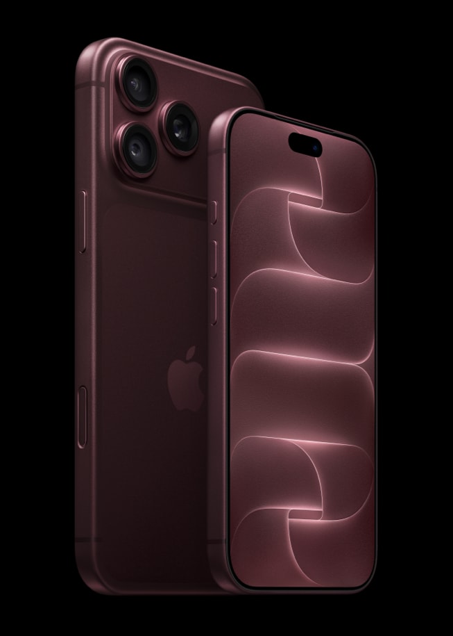 勃艮第酒红色的 iPhone 18 Pro 正面和 iPhone 18 Pro Max 背面